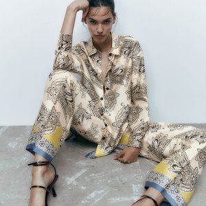 Zara Printed Wide Leg Pants